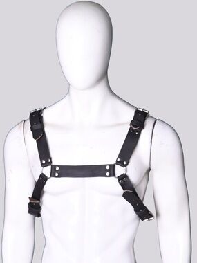 Black Leather Chest Harness Strap for Men